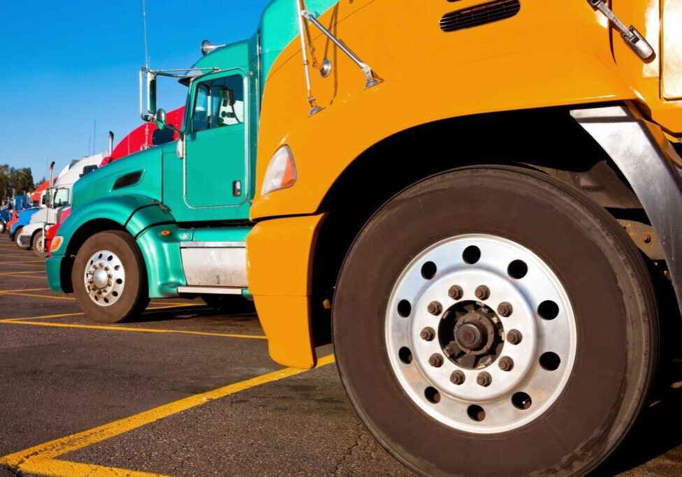 Semi-trucks at a Truckstop